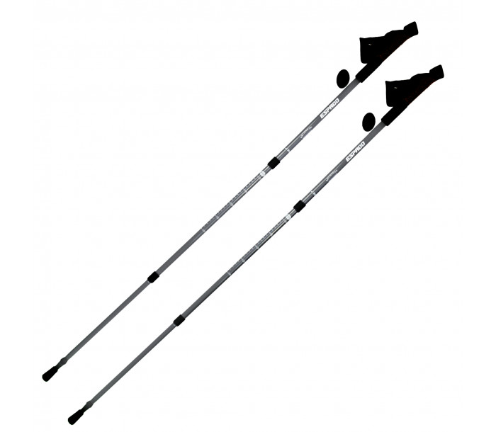 Палки "Espado" для скандинавской ходьбы с ручкой из пробки, 3-х секционные,2шт, ENW-004, серебристый-фото 2 hover image